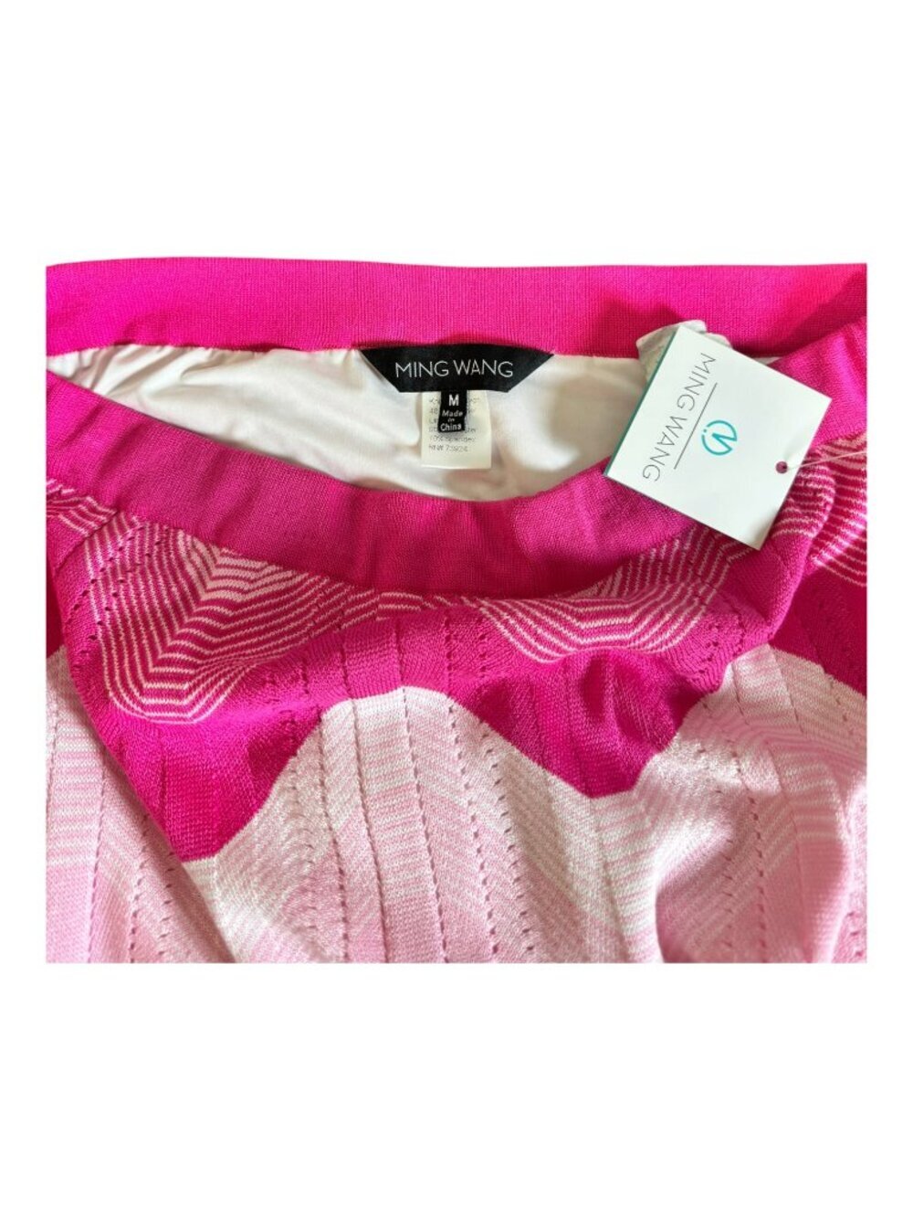 Ming Wang Pink Chevron Knit Maxi Skirt Size M - Zig Zag Pattern Long Midi | NWT - Picture 10 of 12